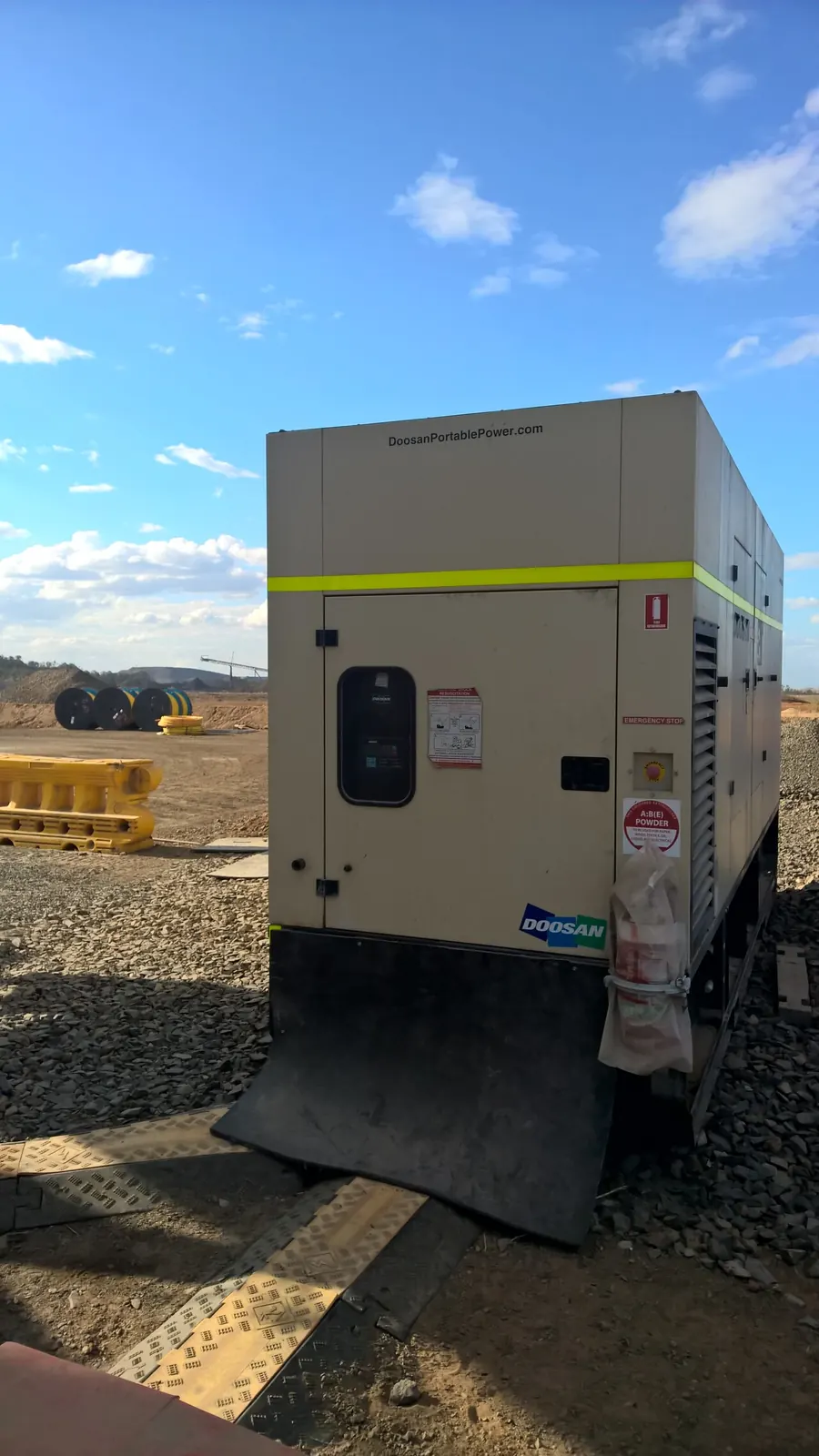 Generator set on a gravel mine site