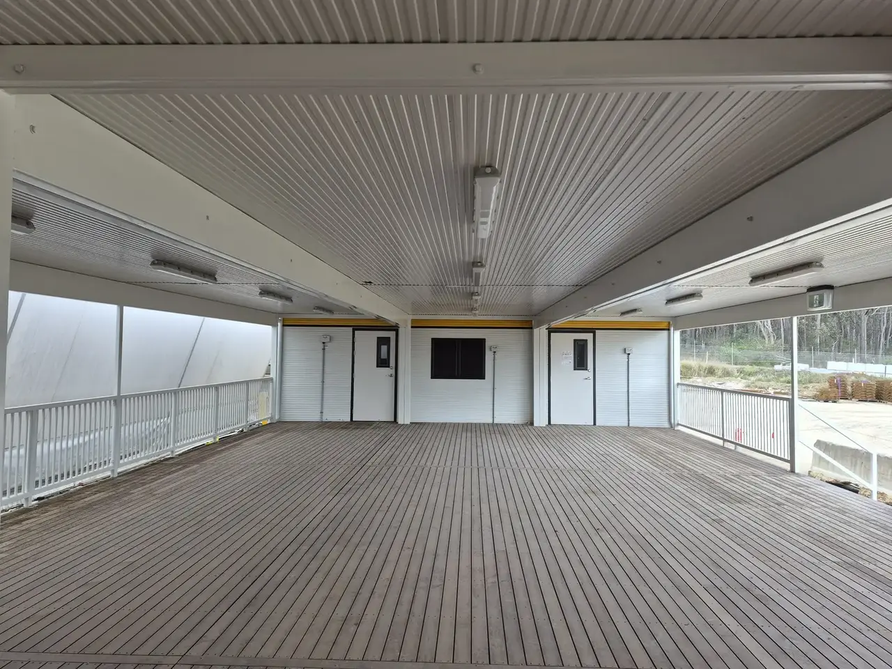 Covered timber deck and entrance to the new relocatable amenities buildings