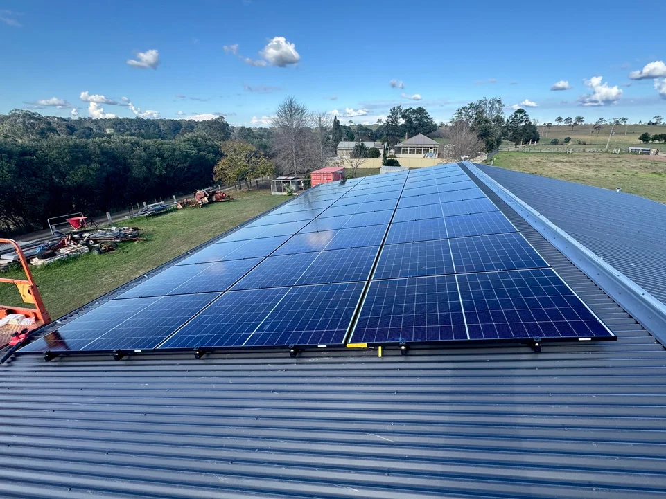 Tindo panels across the shed roof