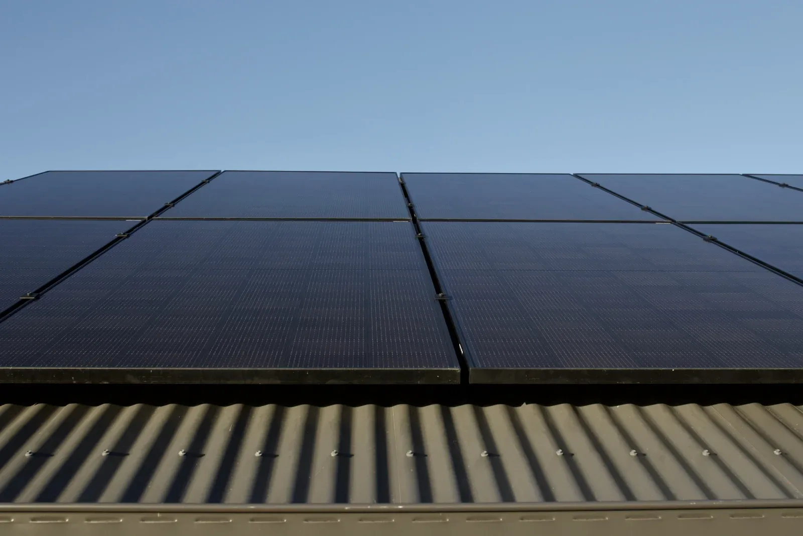 Low-angle view of the Australian-made Tindo panels on the roof