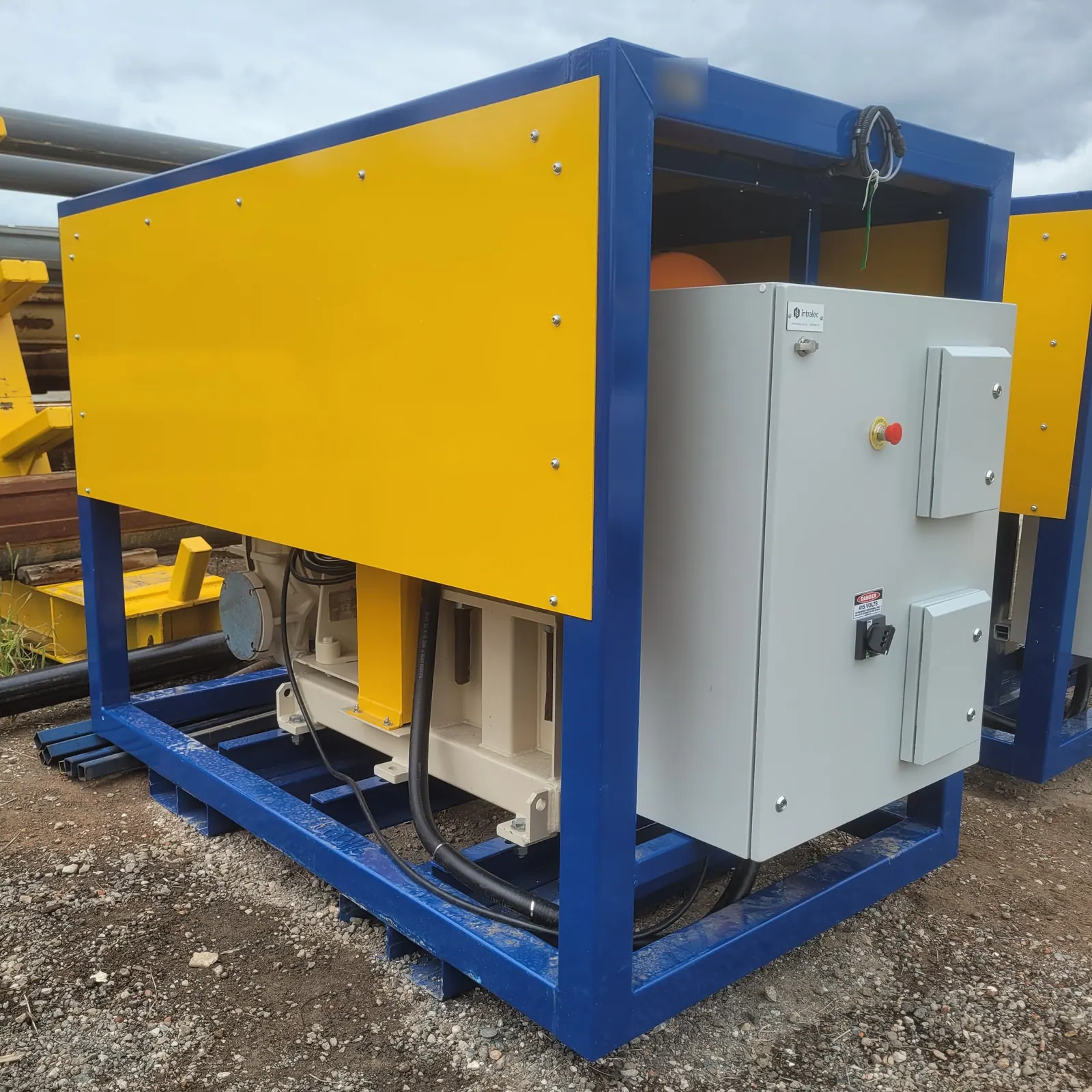 Another view of the completed pump skid and control panel