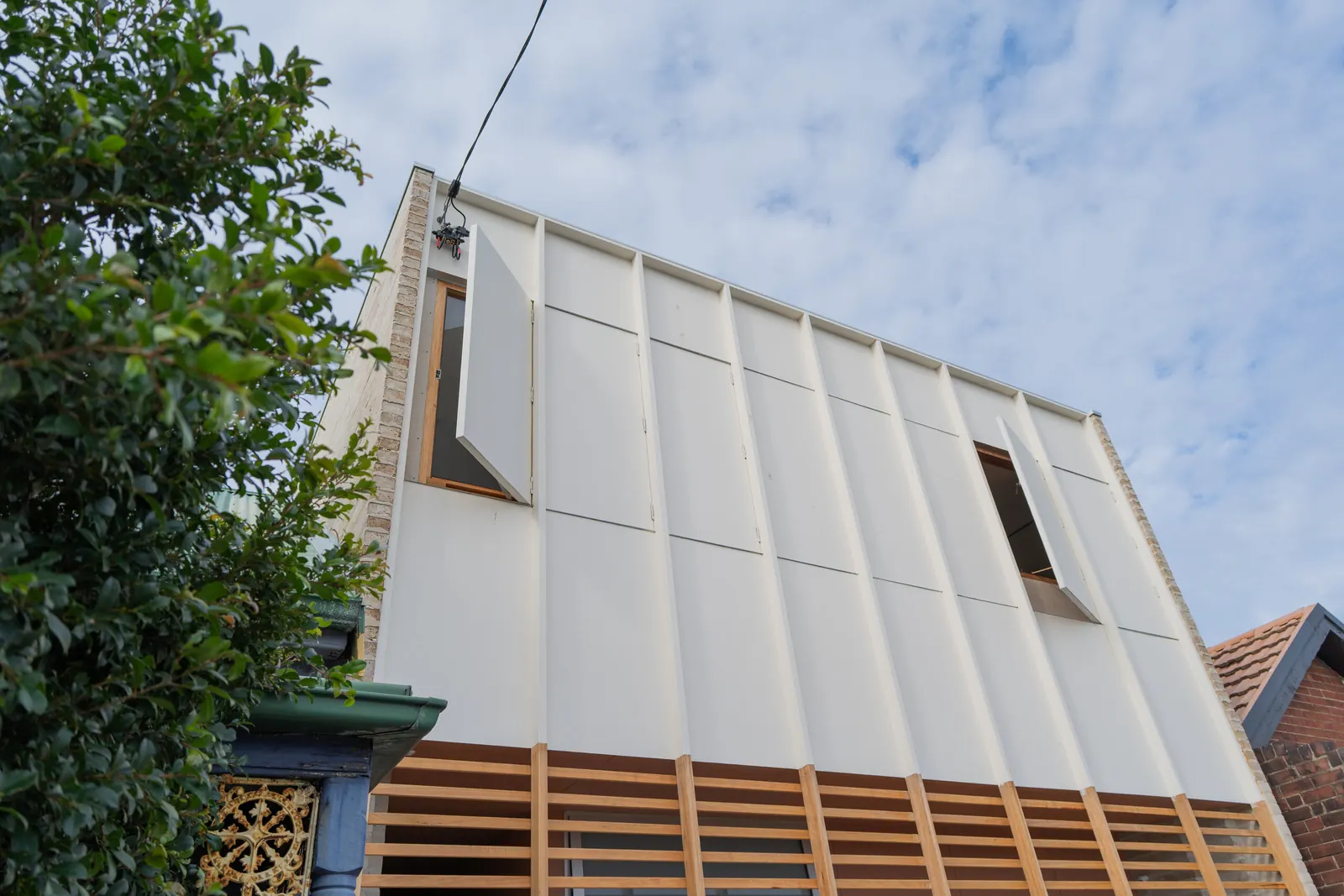 Overhead power connection to the house