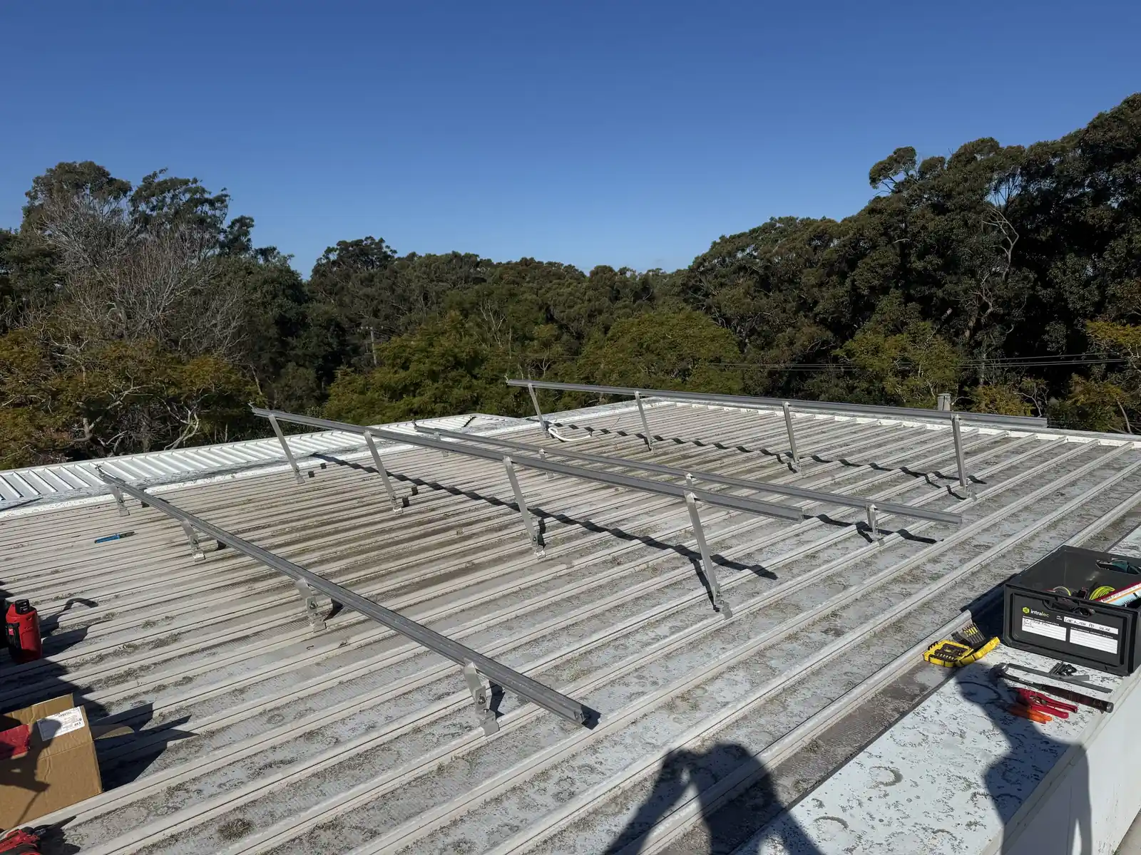 New mounting frames on the roof before the panels go in